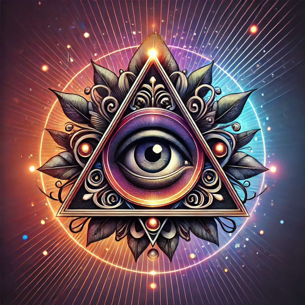 Illumibot logo featuring a detailed eye inside a triangle surrounded by vibrant light, symbolizing clarity, balance, and enlightenment.