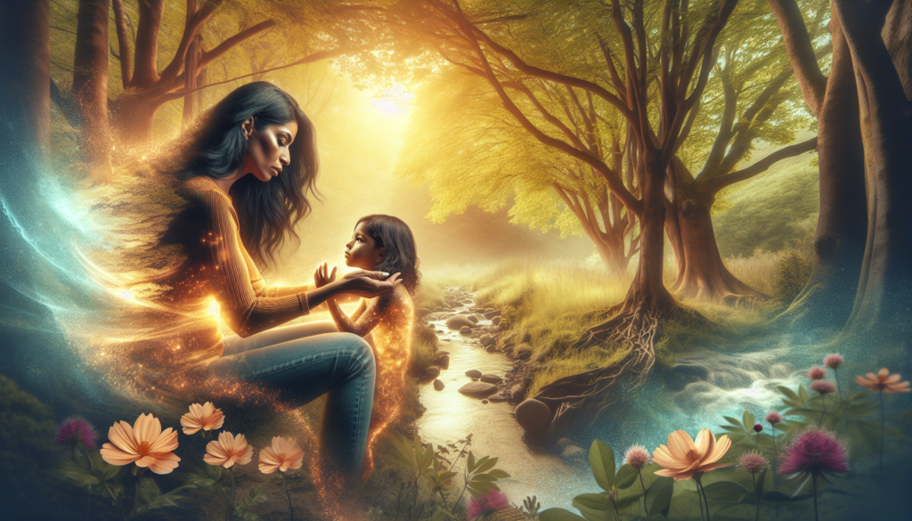 Person embracing their inner child in a peaceful setting, symbolizing healing