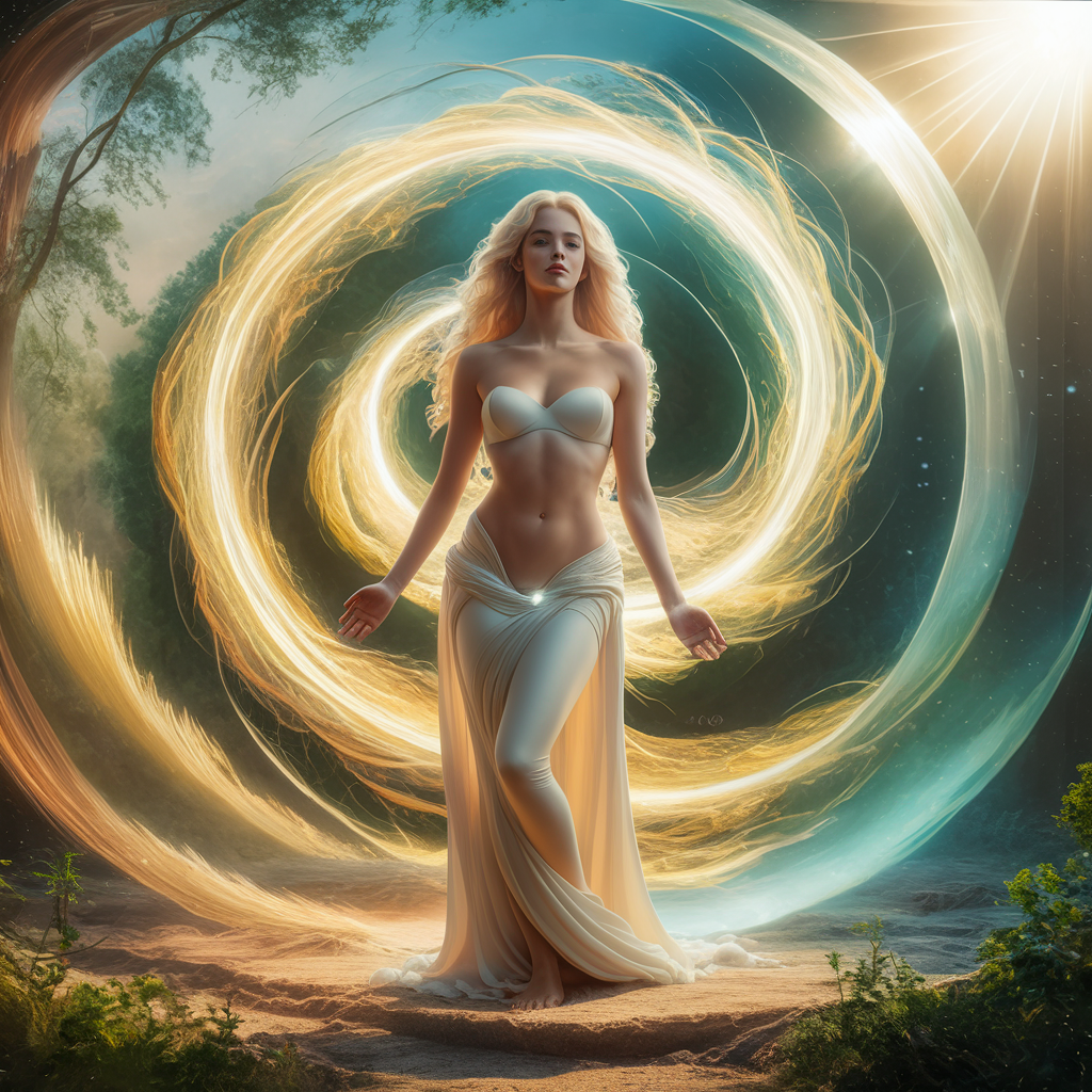 Abstract image of a person surrounded by light, symbolizing the transmutation of karma