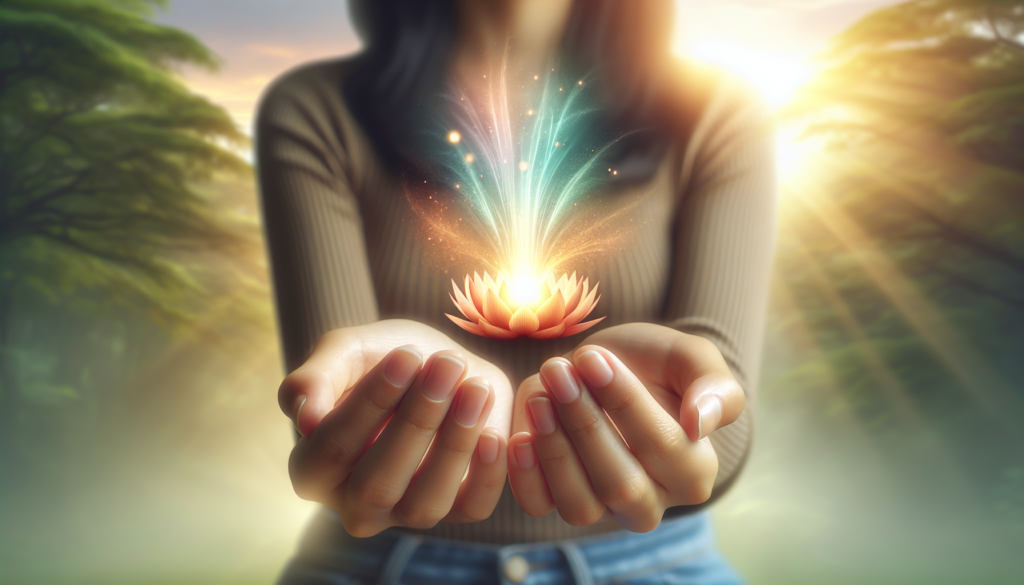 Open hands receiving glowing light, representing the spiritual practice of accepting gifts and the universal flow of energy.